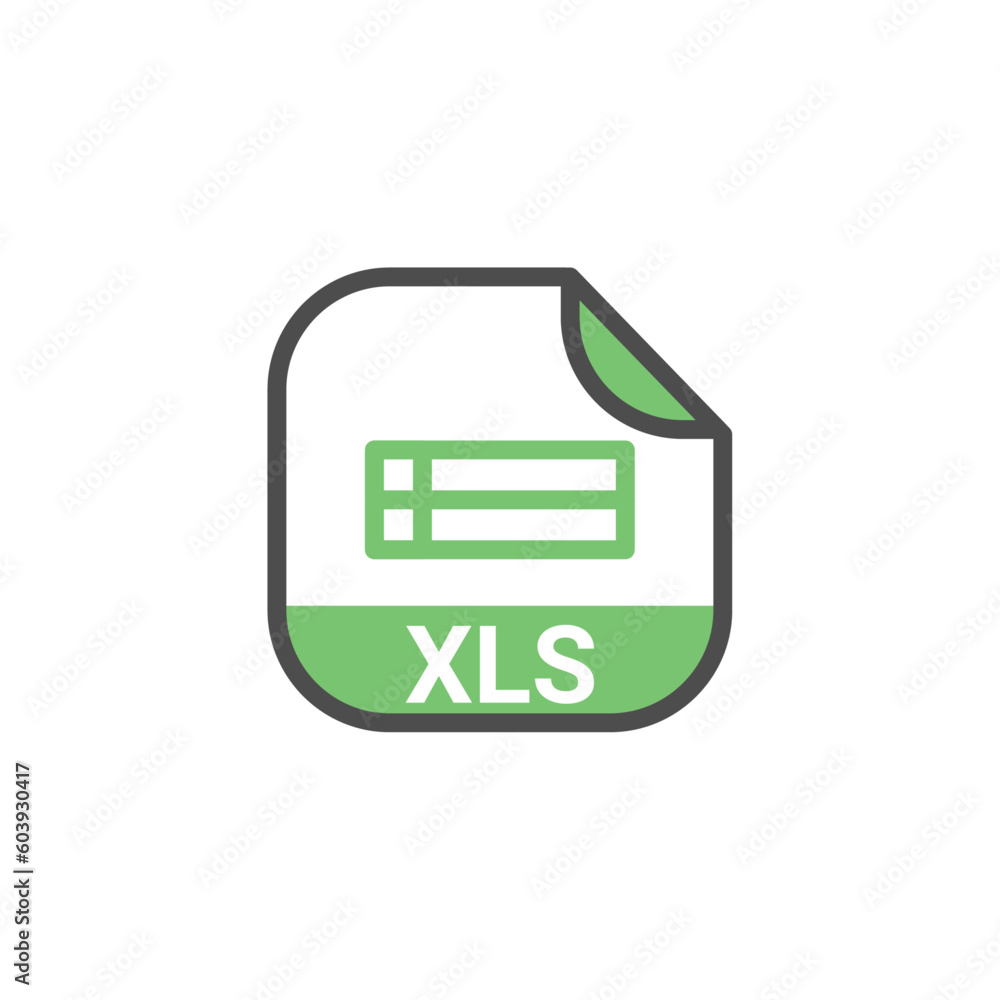 Poster xls file extension, rounded square icon with symbol - format extension icon vector illustration.