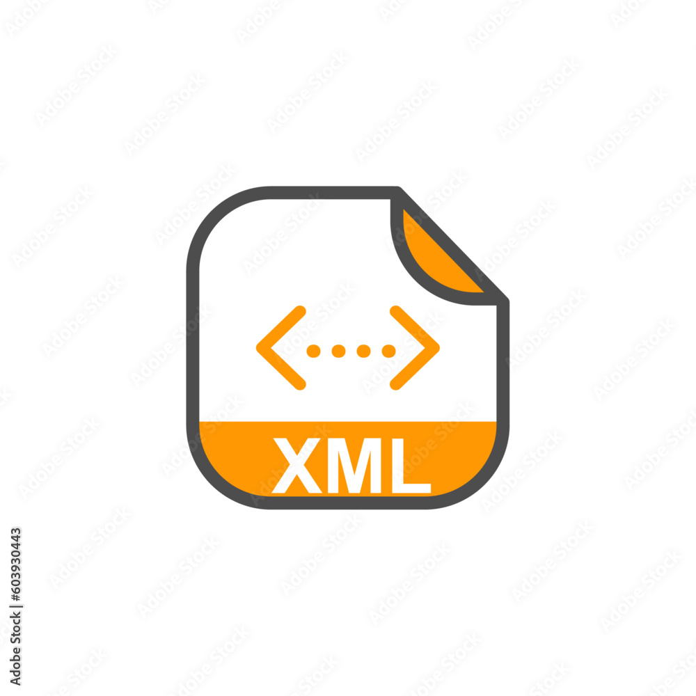 Poster xml file extension, rounded square icon with symbol - format extension icon vector illustration.