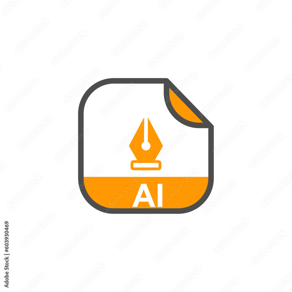 Poster ai file extension, rounded square icon with symbol - format extension icon vector illustration.