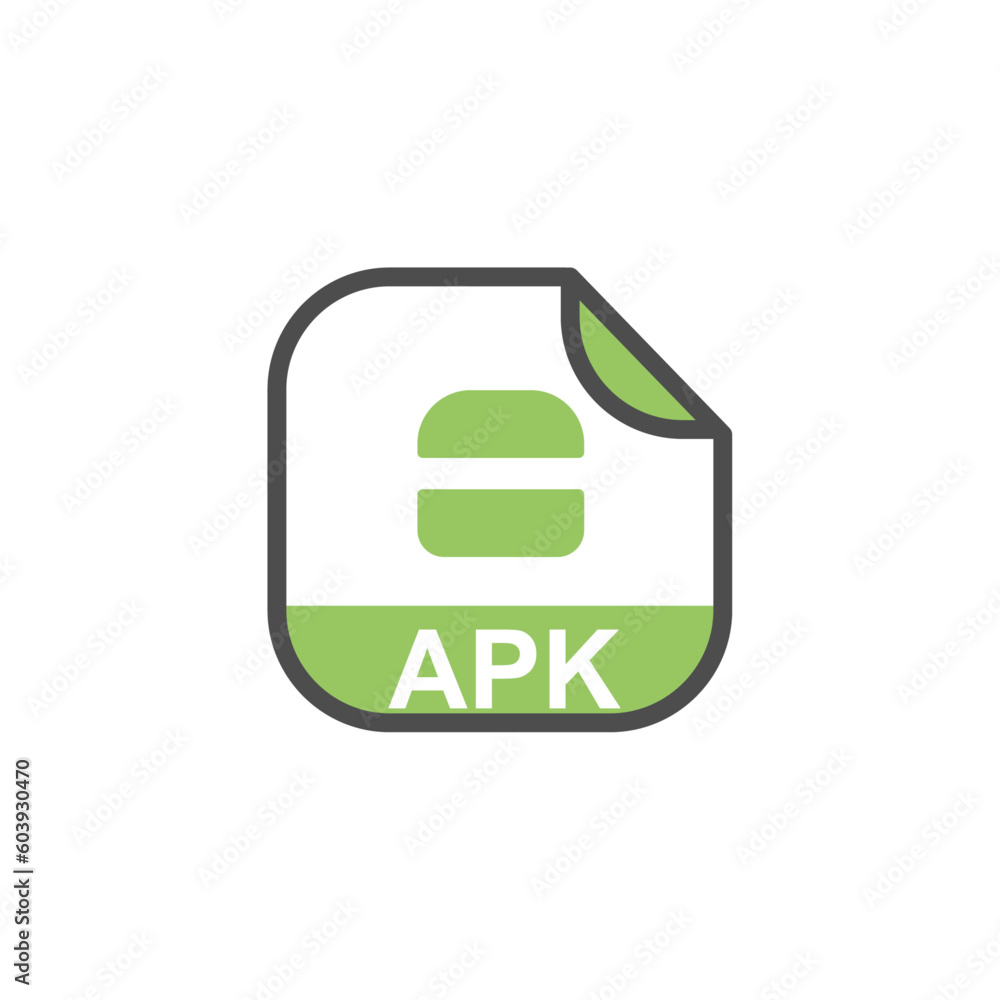 Poster apk file extension, rounded square icon with symbol - format extension icon vector illustration.
