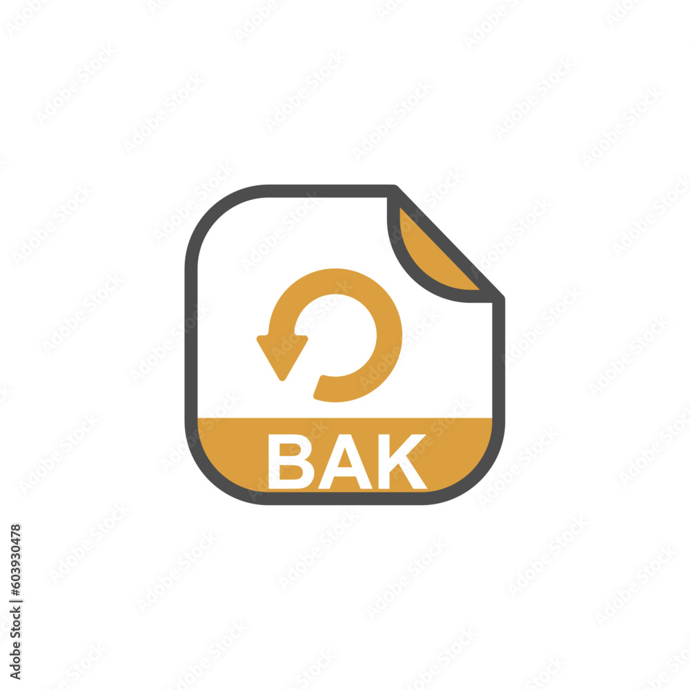 Poster bak file extension, rounded square icon with symbol - format extension icon vector illustration.