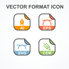 Set of Vector Format with Symbol Rounded Square Icon. Format Extension icon Vector Illustration.