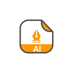 AI File Extension, Rounded Square Icon with Symbol - Format Extension Icon Vector Illustration.