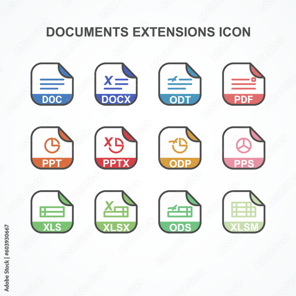 Poster set of documents format with symbol rounded square icon. format extension icon vector illustration.