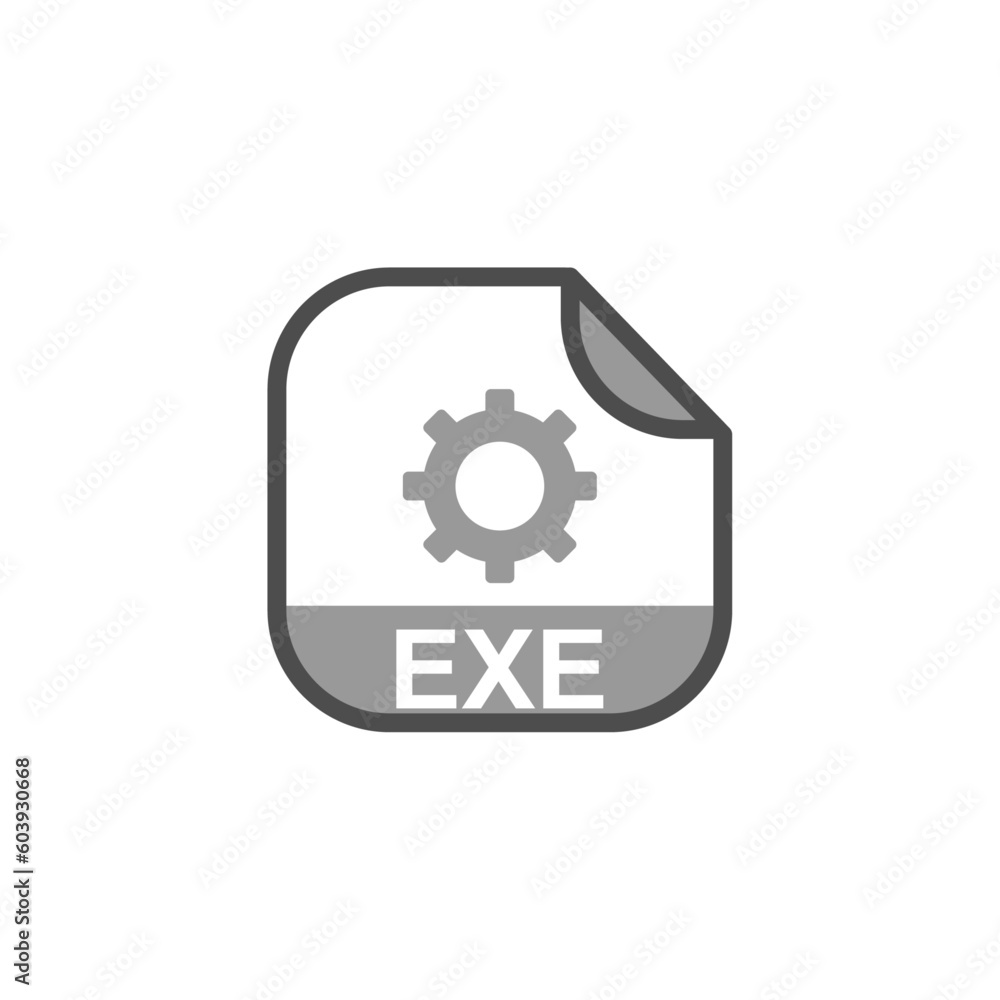Poster exe file extension, rounded square icon with symbol - format extension icon vector illustration.