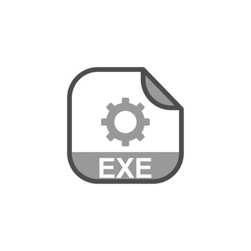 EXE File Extension, Rounded Square Icon with Symbol - Format Extension Icon Vector Illustration.