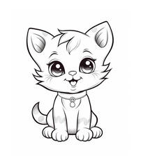 Obraz premium Beautiful kitty outline design. Generative ai