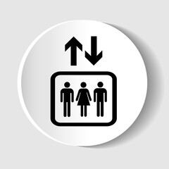 Elevator vector icon, round button for web design and mobile apps