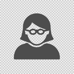 Geek girl with glasses vector icon eps 10.Simple isolated pictogram.