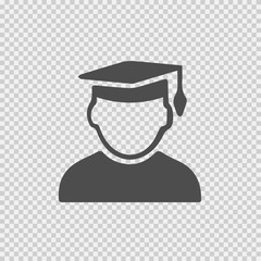 Graduate vector icon eps 10. Simple isolated pictogram. Academy student symbol.