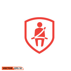 Icon vector graphic of Shield safety belt car