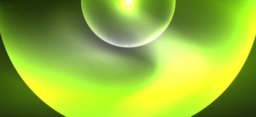 Abstract background with neon glowing light effects. Round shapes, triangles and circles. Wallpaper for concept of AI technology, blockchain, communication, 5G, science, business and technology