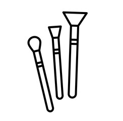 Cute makeup brushes palette outline icon