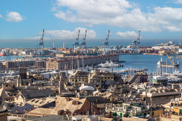 Obraz premium Genova, Italy - one of the most powerful maritime republics for 6 centuries, Genoa still displays one of the most important harbours in Europe, which is also a main landmark for the city 