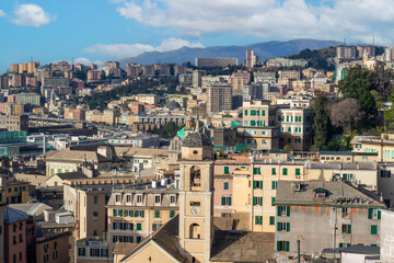 Fototapeta na wymiar Genova, Italy - one of the most powerful maritime republics for 6 centuries, Genoa still displays one of the most important harbours in Europe, which is also a main landmark for the city 