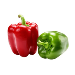 Isolated Red and Green Bell Pepper on Transparent Background. AI