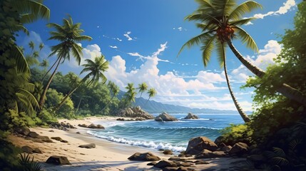 Palm and tropical beach generative ai