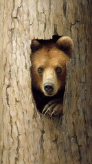 Cute And Adorable Bear Doing Peek-a-boo Generative Ai Digital Illustration Part#190523 