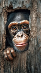 Cute And Adorable Chimpanzee Doing Peek-a-boo Generative Ai Digital Illustration Part#190523 
