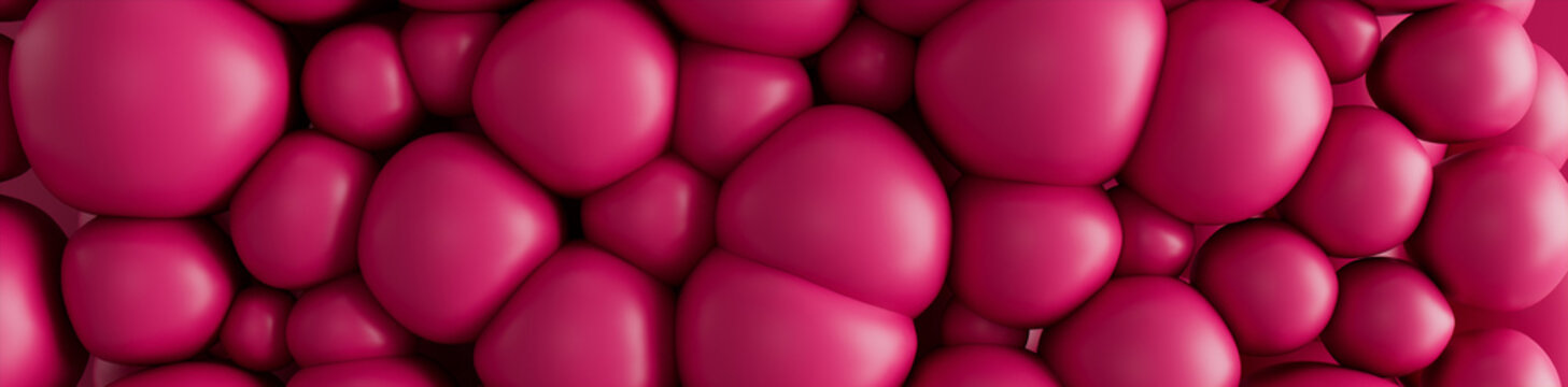 Pink 3D Soft Shapes squash together to make a Colorful abstract background. 3D Render. 