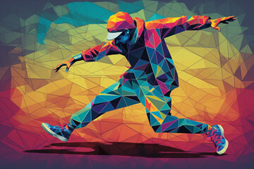 Fototapeta na wymiar Abstract young man breakdancer in a dance pose