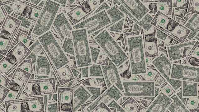 Banknotes Wallpaper with One Dollar Bills. Prosperity Concept.