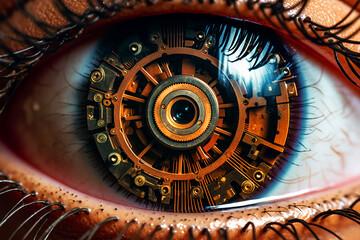 A close-up of a woman's eye. Generative AI	