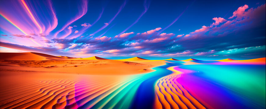 Synthwave Sands: A Colorful Journey into Psychedelic Landscapes