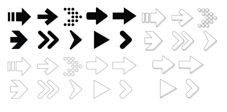 Set arrow icon. Different black arrows sign – stock vector