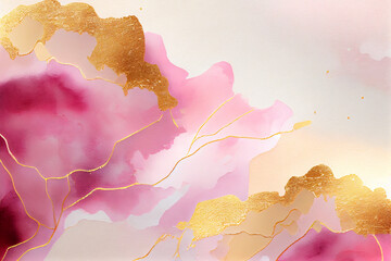 Liquid abstract pink marble texture, alcohol ink background