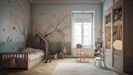 Fototapeta premium a children's room, which is every child's dream, beautiful colors, cool design