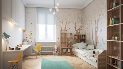 a children's room, which is every child's dream, beautiful colors, cozy room, elegant design