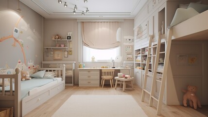 beautiful, colorful, cool children's room, with cozy lights