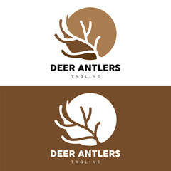 Deer Horn Logo, Animal Vector, Minimalist Simple Design, Illustration Symbol Icon
