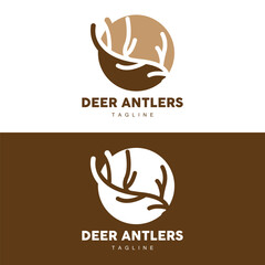 Deer Horn Logo, Animal Vector, Minimalist Simple Design, Illustration Symbol Icon