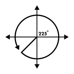 Angle 225 degrees sign icon. Geometry math symbol
