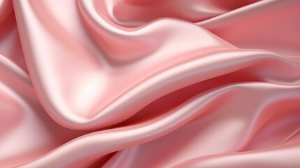 Pink silk fabric background texture abstract. Luxury satin cloth 3d rendering illustration. Generative Ai.