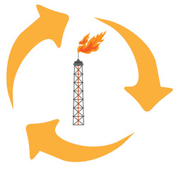 Recycle oil icon vector.  sustainability,environment Oil Drop with Circular Arrows.  Vector Isolated Illustration