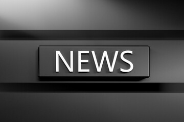 NEWS word white on black background. Concept NEWS text, banner. News, urgent messages, journalism. 3D render.