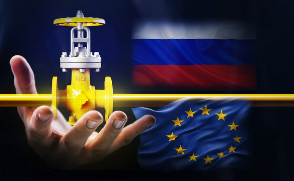 Russia sells gas to the european Union concept. Gas deliveries through the pipeline