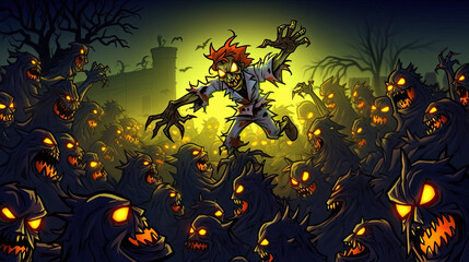 Obraz na płótnie Canvas Halloween Zombie Scene created with Generative AI technology