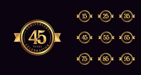 Anniversary emblem logo. Birthday celebration with luxury and elegant concept for age celebration moment