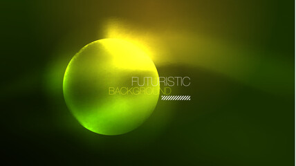 Neon glowing circles, magic energy space light concept, abstract background wallpaper design