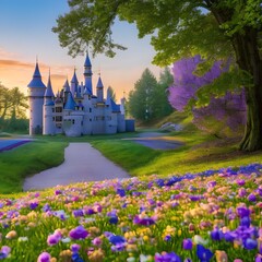 515 Enchanted Fairy Tale Castle: A magical and enchanting background featuring an enchanted fairy tale castle in soft and dreamy colors that create a whimsical and fantasy atmosphere2, Generative AI