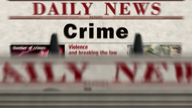 Crime investigation forensic and justice daily news newspaper printing. Abstract concept retro headlines 3d seamless looped.