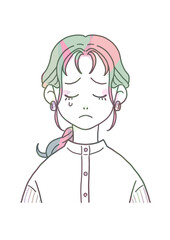 スタンドカラーの泣く女性（マルチカラー）