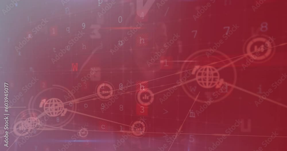 Poster animation of network of connections with data processing