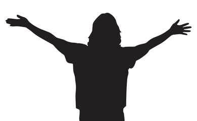 両手を広げる女性シルエット