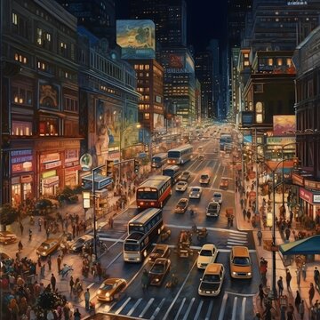Minimalist crowded night city wallpaper