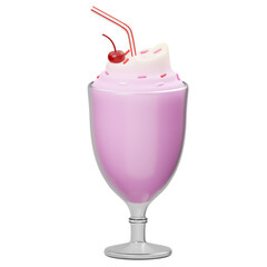 The Strawberry Milkshake 3D Icon 